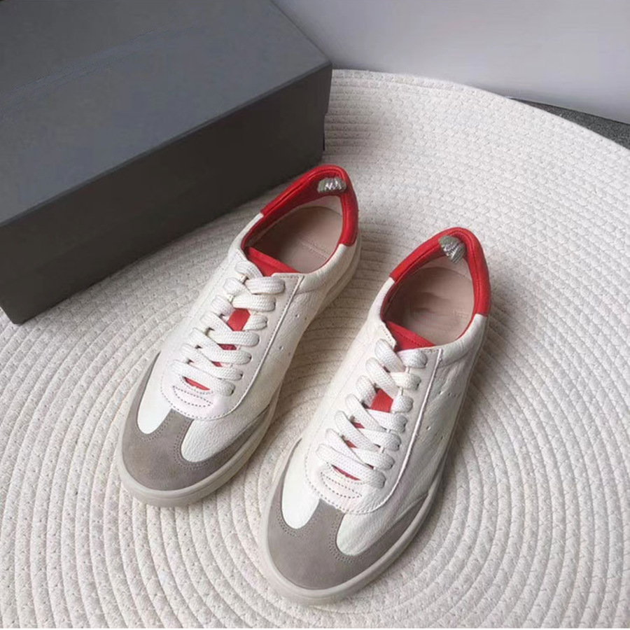 Made in Guangdong~~ Water-Dyed Yak Leather Comfortable and Soft German-Style Training Shoes, First Layer Genuine Leather, Flat-Soled Lace-Up Couple Sneakers with Thick Soles
