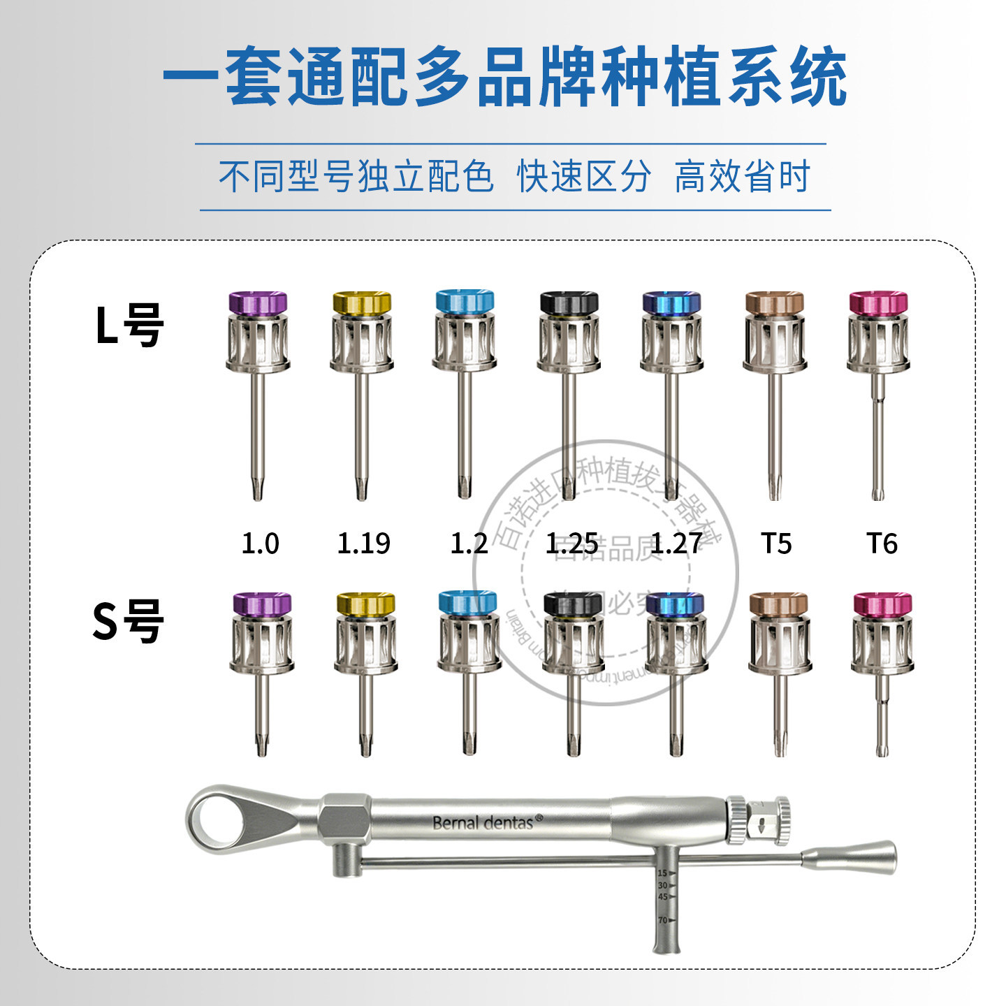 Caja de herramientas de reparación de plantación universal de bainuo dental material oral destornillador de plantación de color dientes austriacos zhuoman