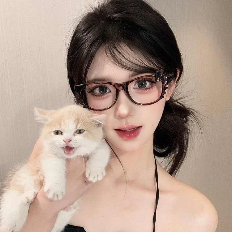 Ретро очки cute, леопардовая оправа, варианты линз, 2 carat, 14,5 см