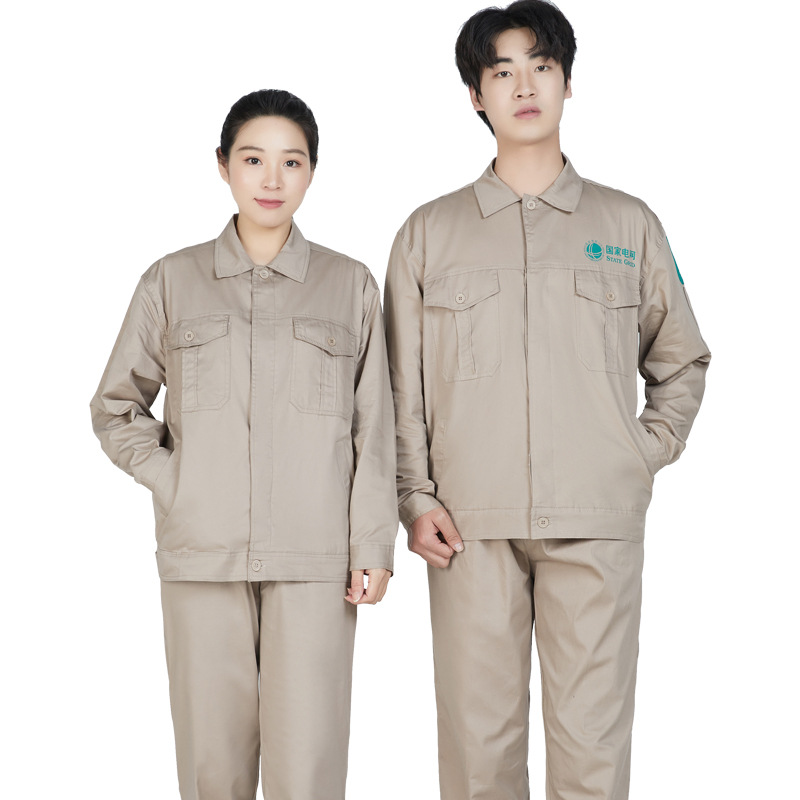 Factory direct summer long sleeve beige national grid overalls cotton summer labor protection clothing power overalls suit