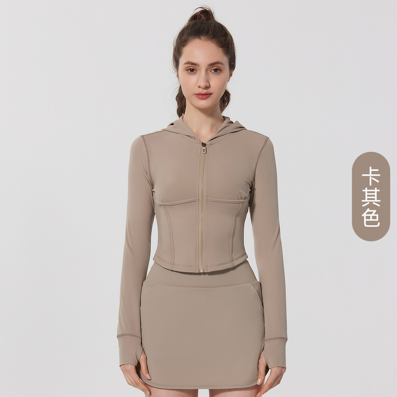 Chaqueta de yoga delgada de manga larga con capucha, primavera y otoño, ropa de gimnasia para correr, chaqueta deportiva de ciclismo delgada, chaqueta de mujer