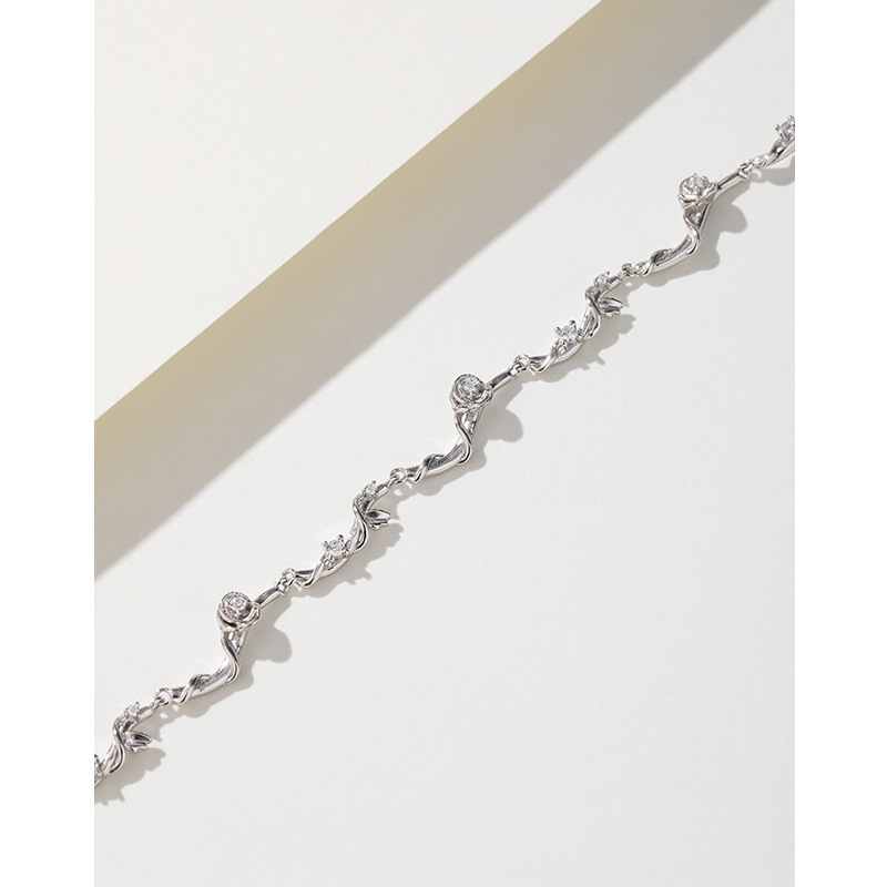 Espina Rosa pulsera femenina 925 plata esterlina nicho diseño exquisito alto grado flor pulsera regalo para novia