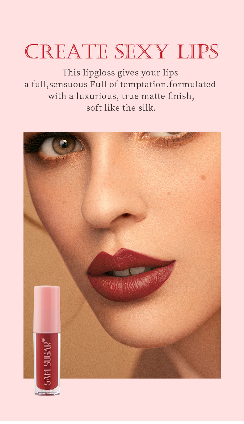 SAM SUGAR Matte non-stick Cup 6-color Lip Gloss set Matte Velvet easy-to-Apply Lip Gloss Glaze liquid Item Picture