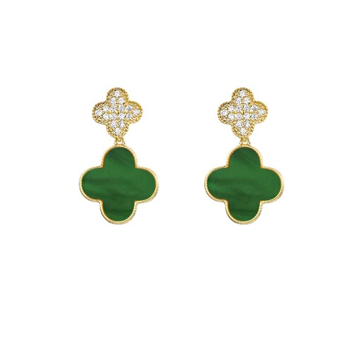 High-end light luxury style S925 silver needle earrings green black earrings fashion popular jewelry earrings for women 44074