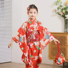 儿童和服女孩5-12小孩红色日本和服正装表演演出和服振袖套装