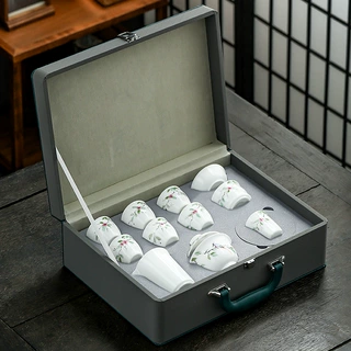 羊脂玉白瓷桃香四溢便携手提包办公车载户外旅行功夫茶具批发
