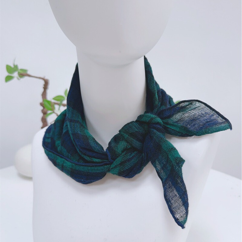 Spring and Summer thin cotton and linen solid color square scarf plaid square scarf women's summer neck protection small scarf accessories small scarf New