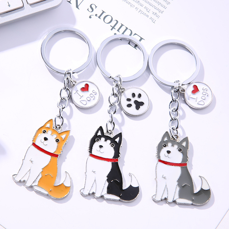 希音ステッカー漫画ギフト二哈ペット犬キーホルダーペンダント金属ハスキーアクセサリーペンダントギフト|undefined