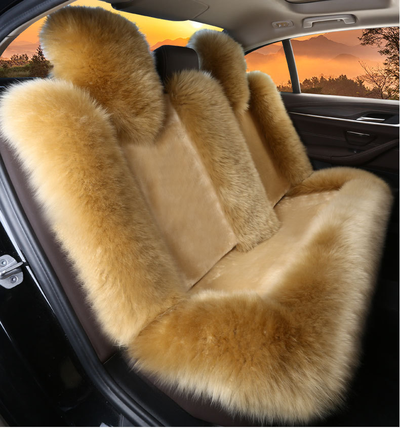 Winter wool car seat cushion plush seat cover pure wool long hair winter wool pad warm thickened car mat popular online