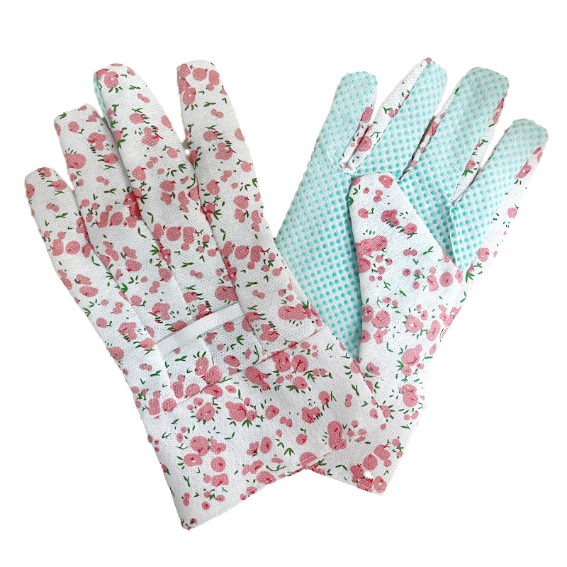 Mini grano trabajo protección laboral trabajadores de jardinería trabajo de impresión de jardín de terciopelo de punto guantes de tela corta transfronteriza al por mayor