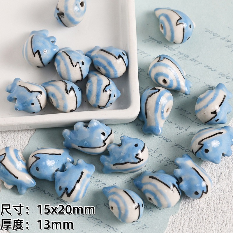 クリエイティブ海洋生物シリーズセラミックビーズ diy ブレスレットネックレスルースビーズジュエリーアクセサリーヒトデシェルビーズ|undefined