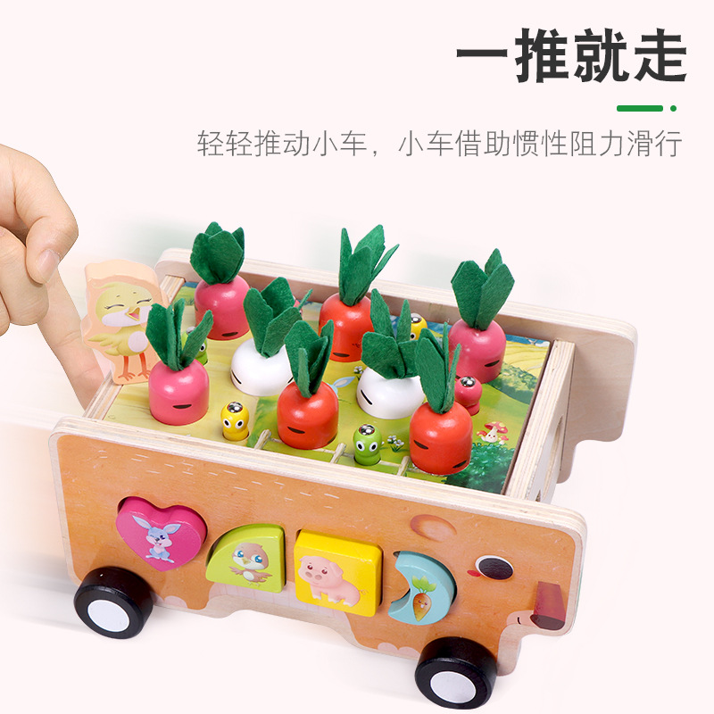 Niños de madera con formas geométricas, educación temprana, coche intelectual, juguete, bebé, tira de rábanos, juego de pesca, niños y niñas