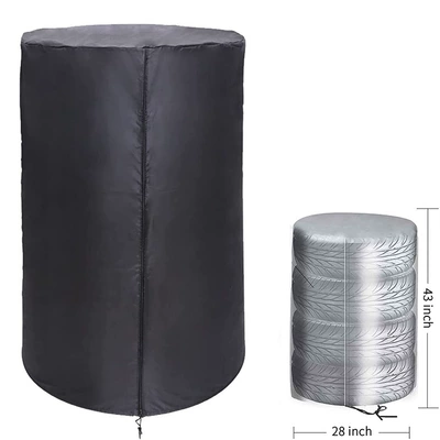 Amazon Cross-Border Tire Dust Cover Oxford Cloth Spare Tire Cover Oxford Cloth 4 Tires Stacked Sun Protection Cover (Spare wheel cover) - diameter-82120cm-210d-oxford-cloth-black