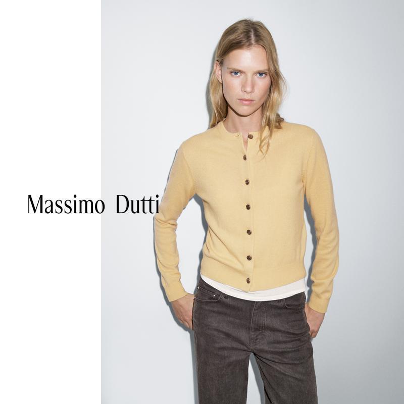 Autumn and Winter New Style Massimodutti2026 Women's Clothing with Intellectual Elegance and Work Style, Slim-Fitting Round-Neck Knitted Cardigan