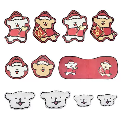Car Seat Cushion for All Seasons, Cartoon Cute Half-Pack Black and White Line Puppy, Ice Silk Car Cushion for All Seasons (Seat cushion, seat cover) - red-line-puppy-seven-piece-set-head-pillow-2-each