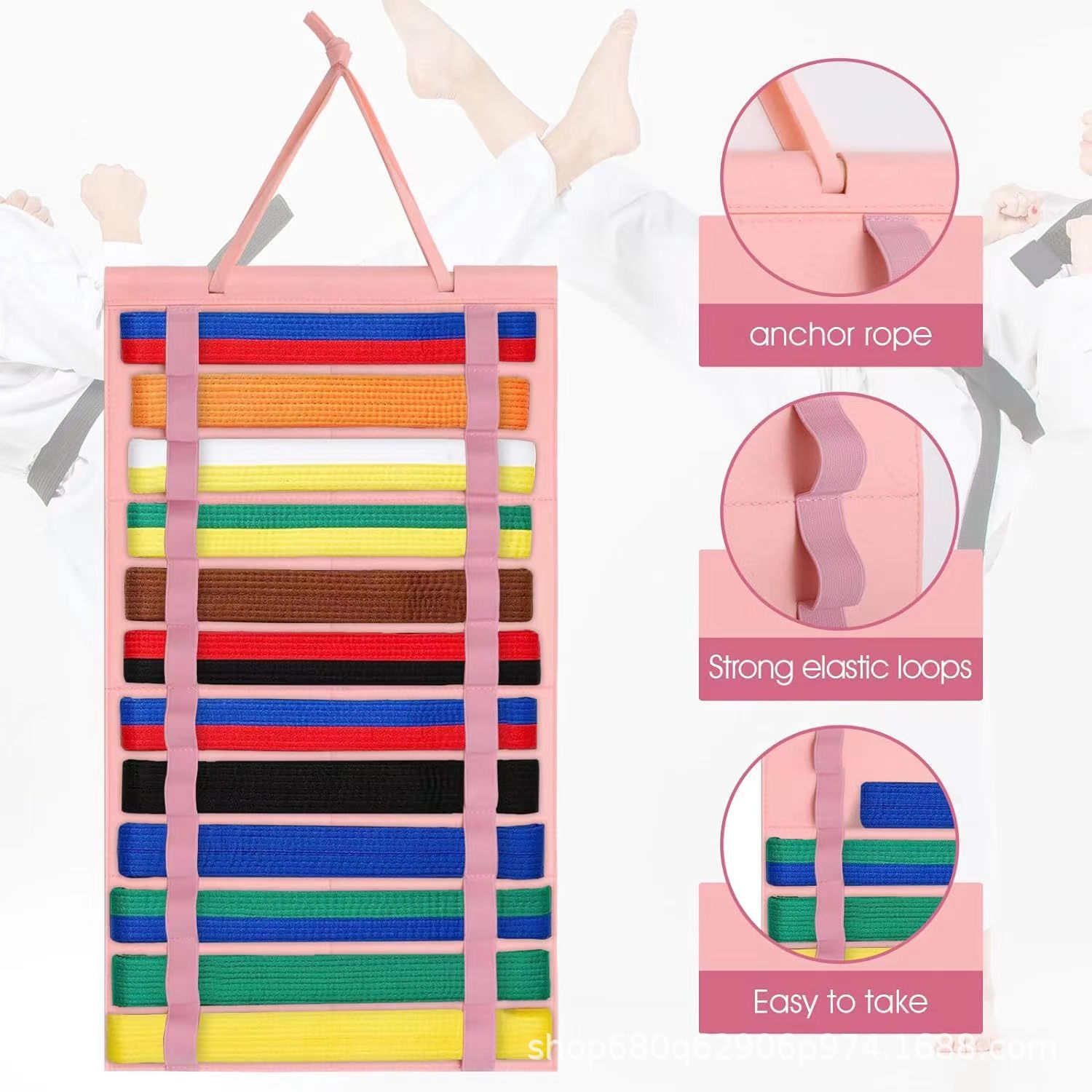 Felt Hanging Bag Hanging Wushu Taekwondo Karate Belt Storage Display Rack Wall Road Belt Medal Storage