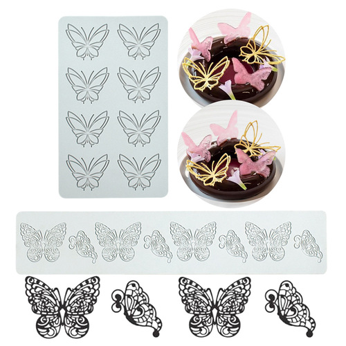 Jingyi's new 8-piece butterfly fondant lace cushion DIY chocolate chip pastry plate decoration making cake mold