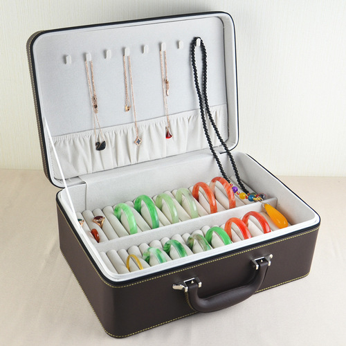 翡翠玉石金银手镯子首饰包装收纳展示便携拉链盒包箱家用礼盒