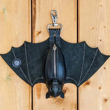 跨境Leather Bat Coin Purse万圣节皮革蝙蝠零钱包手工制作