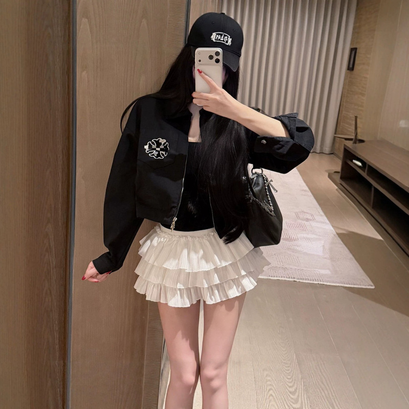 Nanyou new cross-stitch embroidered short jacket for women, spring and autumn fashion, versatile, loose-fitting, slimming, workwear style top Nanyou new cross-stitch embroidered short jacket for women, spring and autumn fashion, versatile, loose-fitting, slimming, workwear style top