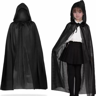 European and American Cross-border Velvet Hooded Lace-up Shawl Halloween Christmas Cloak Red Cardigan Coat Coat Ball
