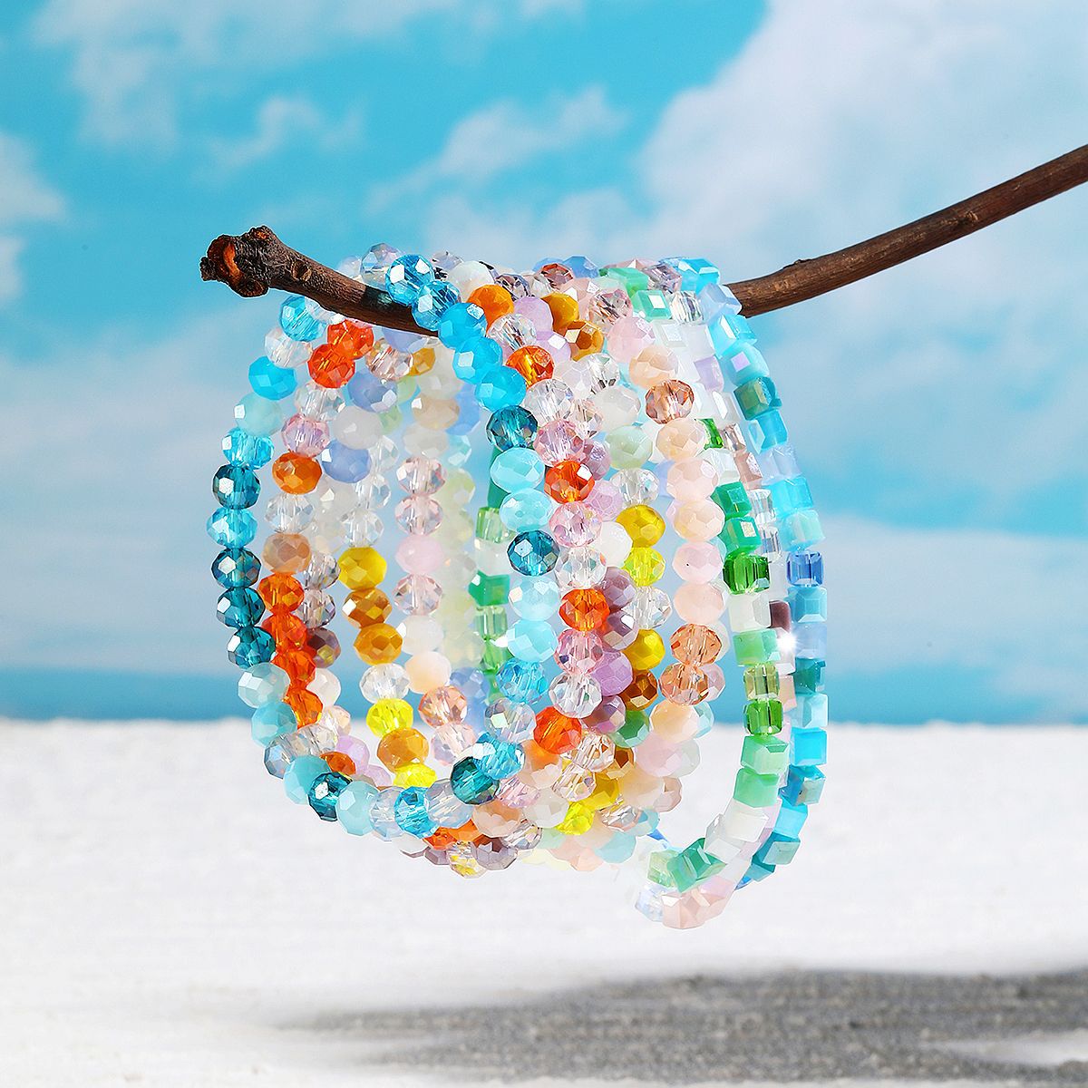 hot selling bracelets are versatile and high end Bohemian elastic line summer crystal bracelet set_voghion.com