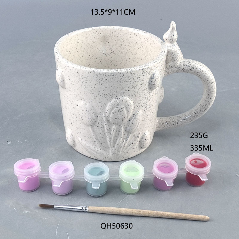 Cerámica DIY relieve taza de flores B