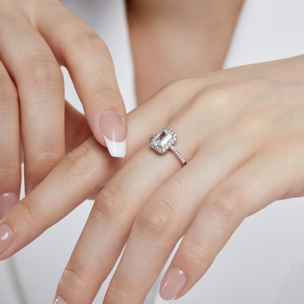 Open Ring Classification Adjustable Ring Size 925 Sterling Silver Zircon Square Open Ring