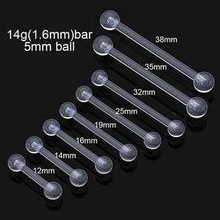 New Transparent Invisible Tongue Nail Acrylic Soft Rod Tongue Nail Ear Bone Nail Nipple Ring European and American Cross-Border Body Piercing Jewelry