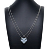 Accessory, constructor, double-layer necklace, round beads heart-shaped, pendant, sweater, European style