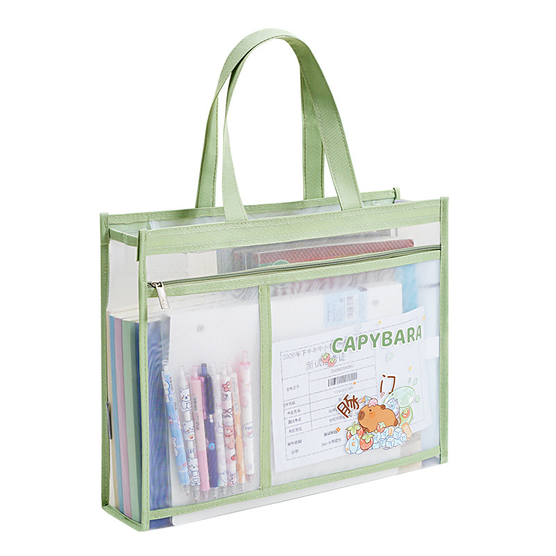 Bagas de reparación de malla de nylon Kapibara de gran capacidad de papelería de estudiantes bolsas de almacenamiento de libros de texto bolsas de trabajo de papel de prueba de reparación