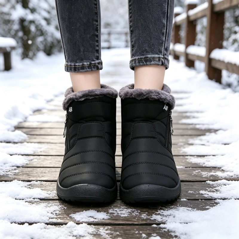 Large Size Warm Fleece-lined High-top Cotton Shoes, Waterproof Warm...
