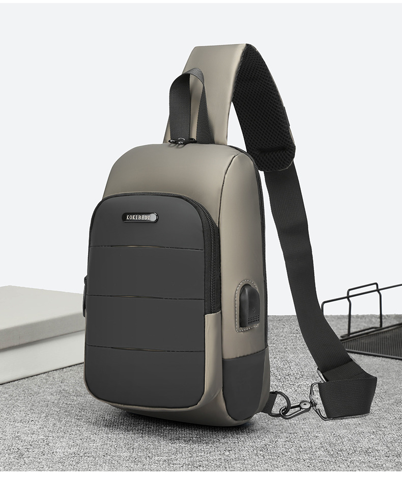 Cross-border chest bag, men's crossbody bag, single-shoulder backpack, multi-functional large-capacity charging crossbody small bag, messenger bag, men's bag undefined