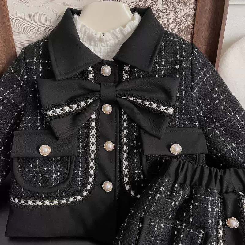 Зимний комплект для отдыха, стеганое детское платье, стиль Chanel, городской стиль, утолщённый