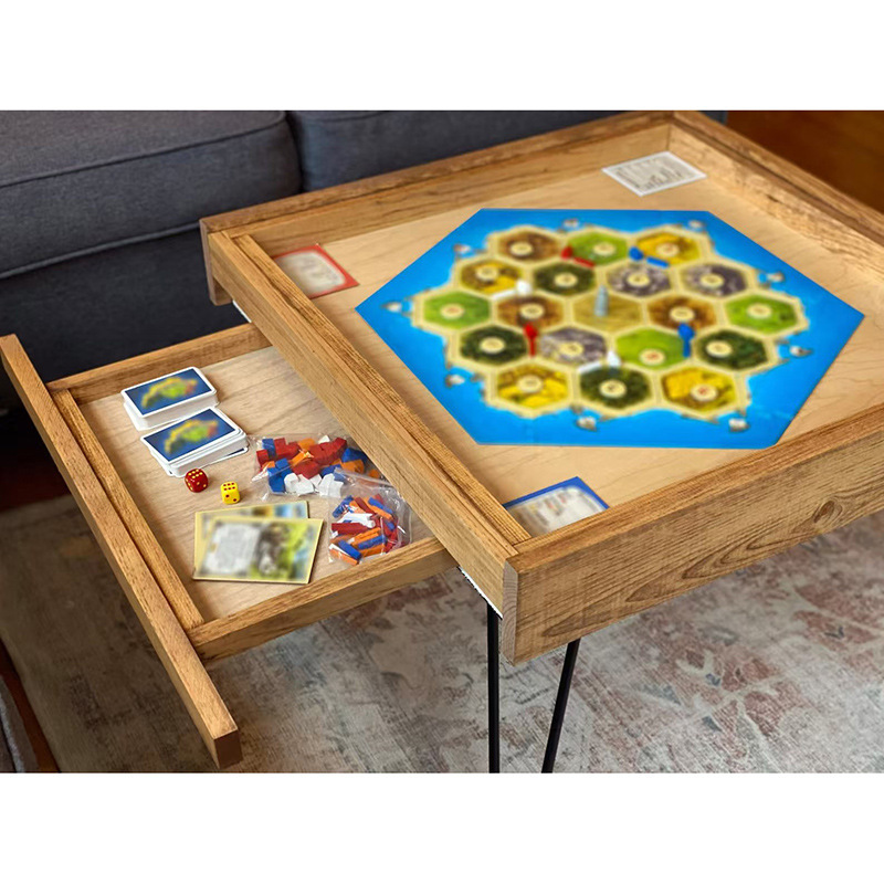 Board Game Table Puzzle Table with Drawer Removable Tempered Glass Desktop Country Style Cross Border Source Factory
