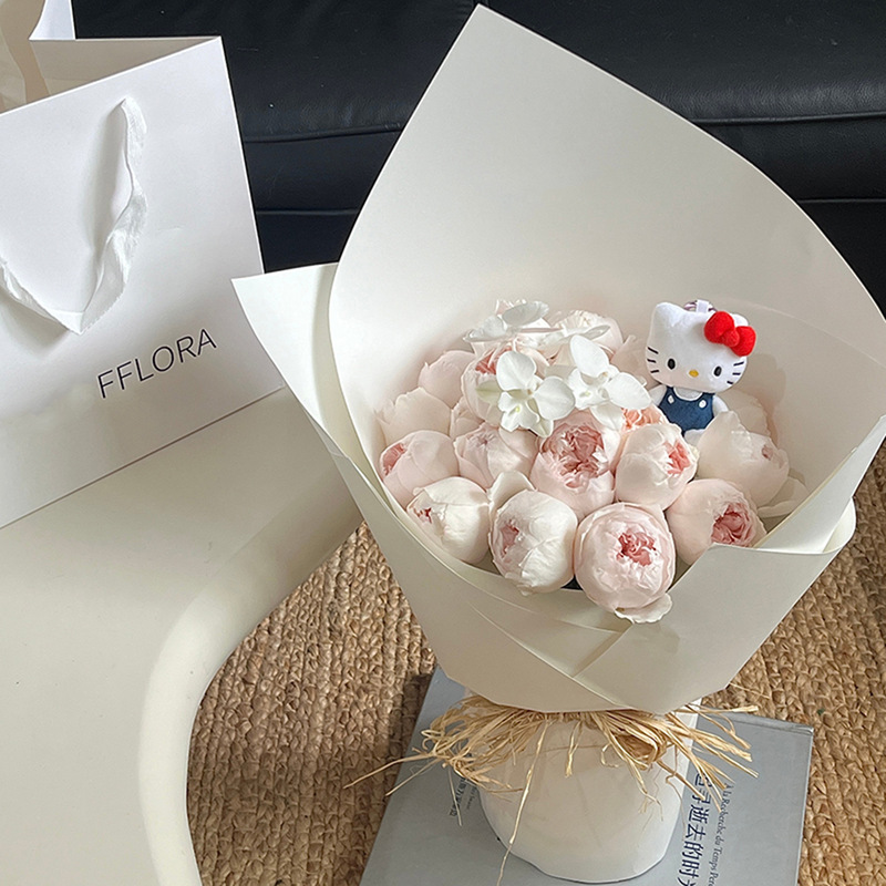 永生花玫瑰花束蝴蝶结Kitty仿真香皂花高级感送女友闺蜜生日礼物|undefined