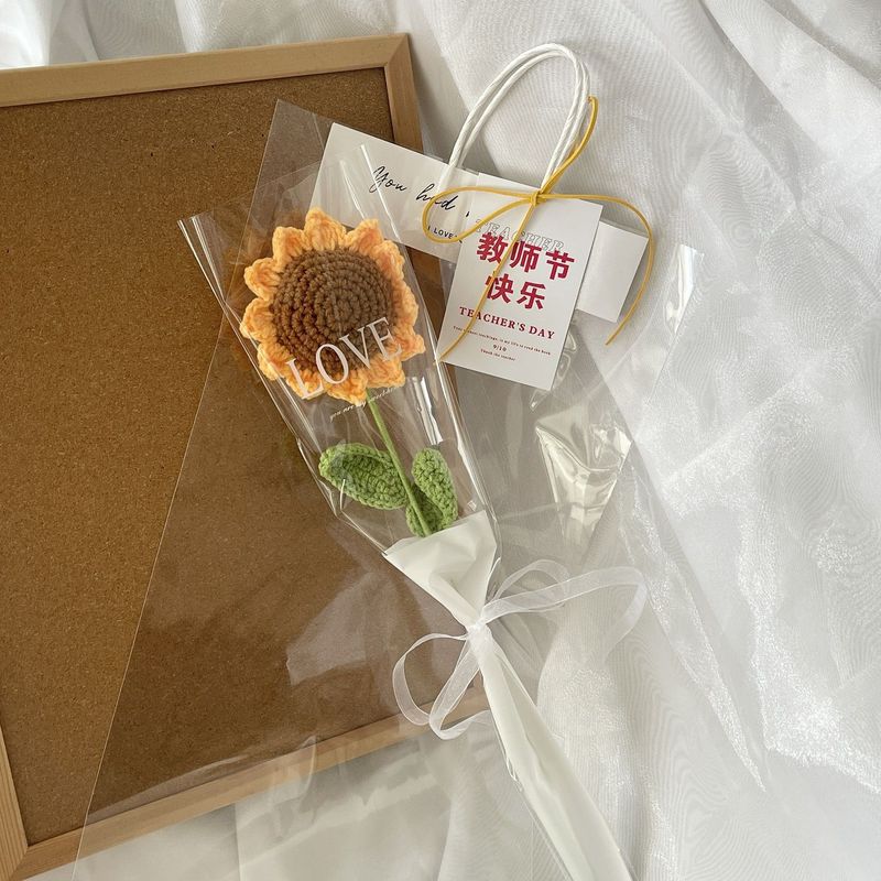 教师节成品向日葵纯手工钩织毛线花编织仿真花束太阳花创意礼物|undefined