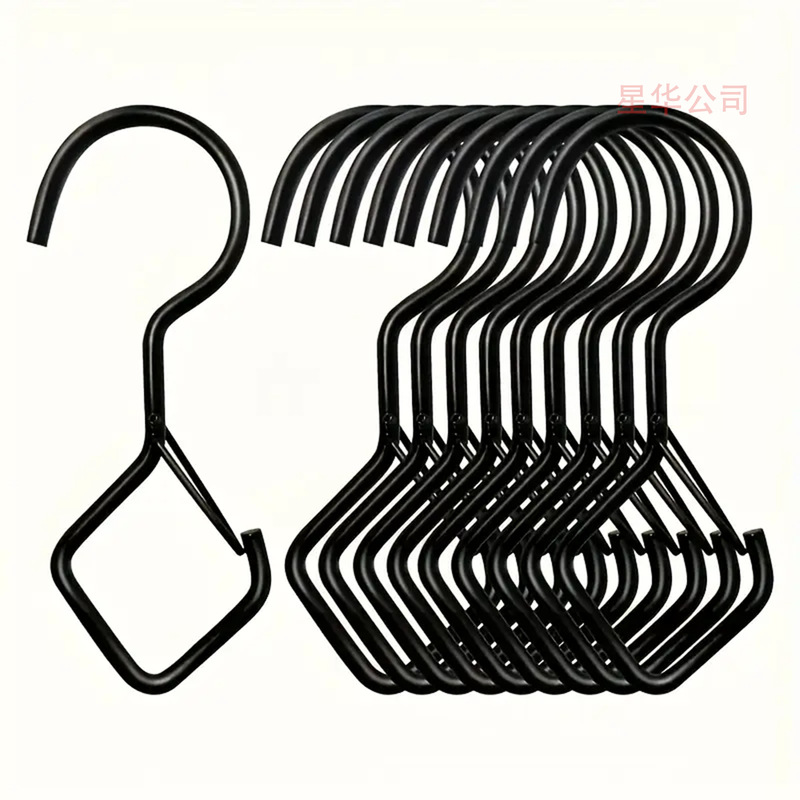 S Hook Spring Buckle Kitchen Bathroom Curtain Coat Bag Bag Hook Anti-Falling Windproof Storage Hook Rhombus Hook