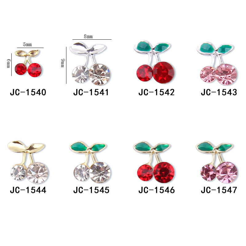 Venta caliente transfronteriza joyería de uñas al por mayor goteo cereza aleación diamante verano lindo fresco Super flash clavo diamante
