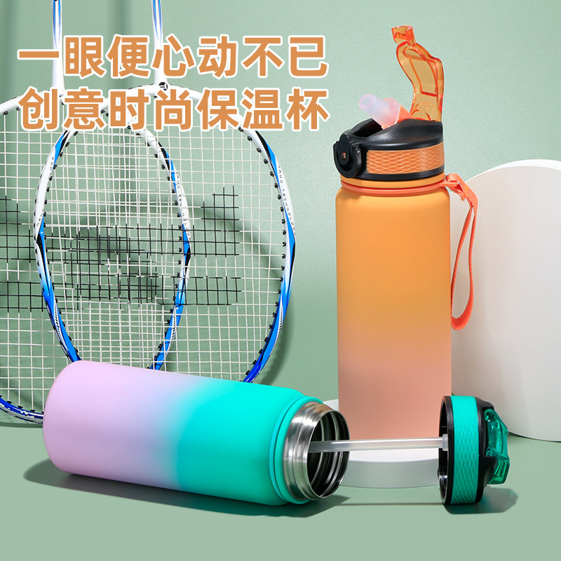 Amazon color gradiente taza espacial taza de paja taza deportiva taza de agua portátil rebote de gran capacidad taza de agua