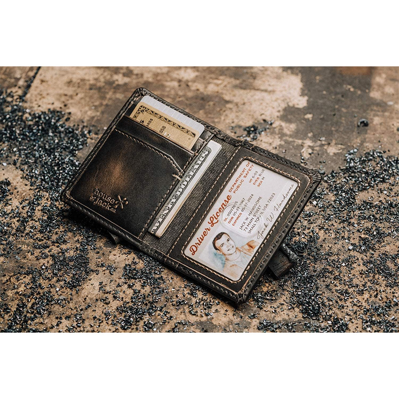 Bolsa de tarjetas desmagnetizada para viajes al aire libre de comercio exterior Carpeta de billetes de cuero de alta gama para hombres Cartera de dinero Cartera de vaca personalizada