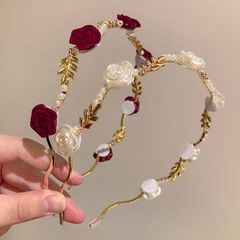 法式复古高级感玫瑰珍珠发箍女发卡头饰超仙气质外出百搭头箍发捆