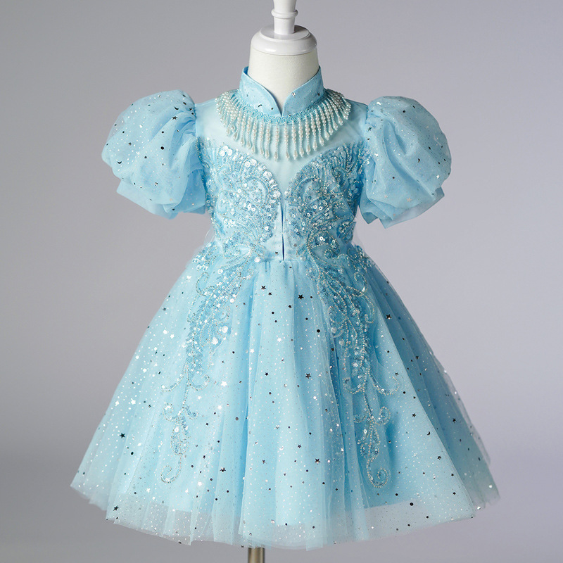 Little Princess Dress High-end Formal Dress European and American Flower Child Wedding Banquet Dress for Girls Piano Performance Costume Stylish