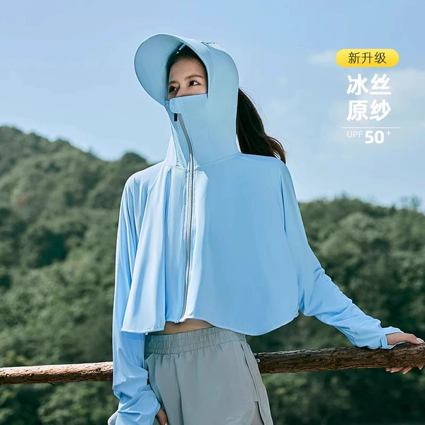 [New Upgrade] Ice Silk Extended Brim-Sky Blue-Original yarn UPF50+