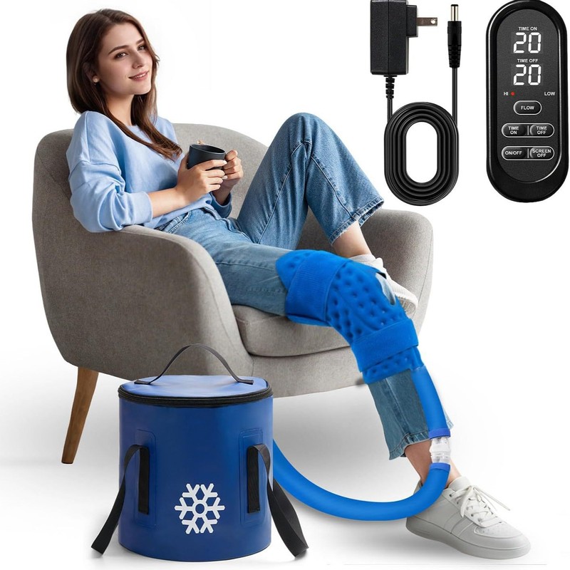 Amazonベストセラーの冷湿布マシン、ポータブル水循環式アイスコンプレッサー、膝術後冷却療法マシン|undefined