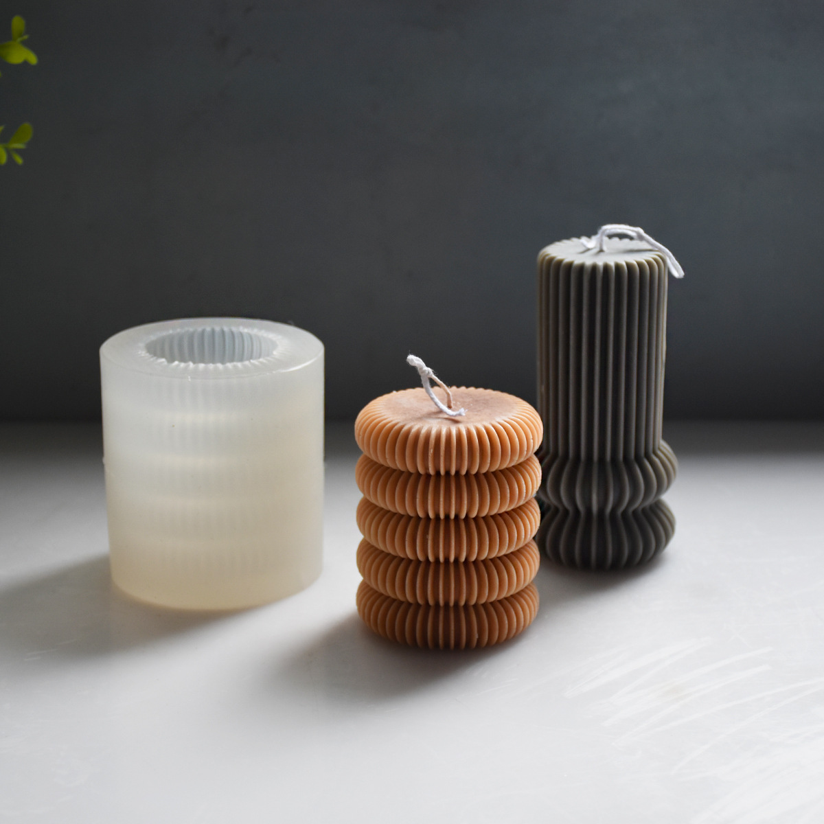 Vela de aromaterapia molde de yeso aromaterapia vela decoración cilíndrica Candlestick silicona molde decoración en stock