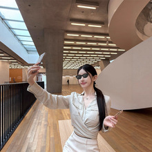 早安樊樊「肤感巨好!!莱赛尔亚麻衬衫」慵懒下摆打结长袖衬衣上衣