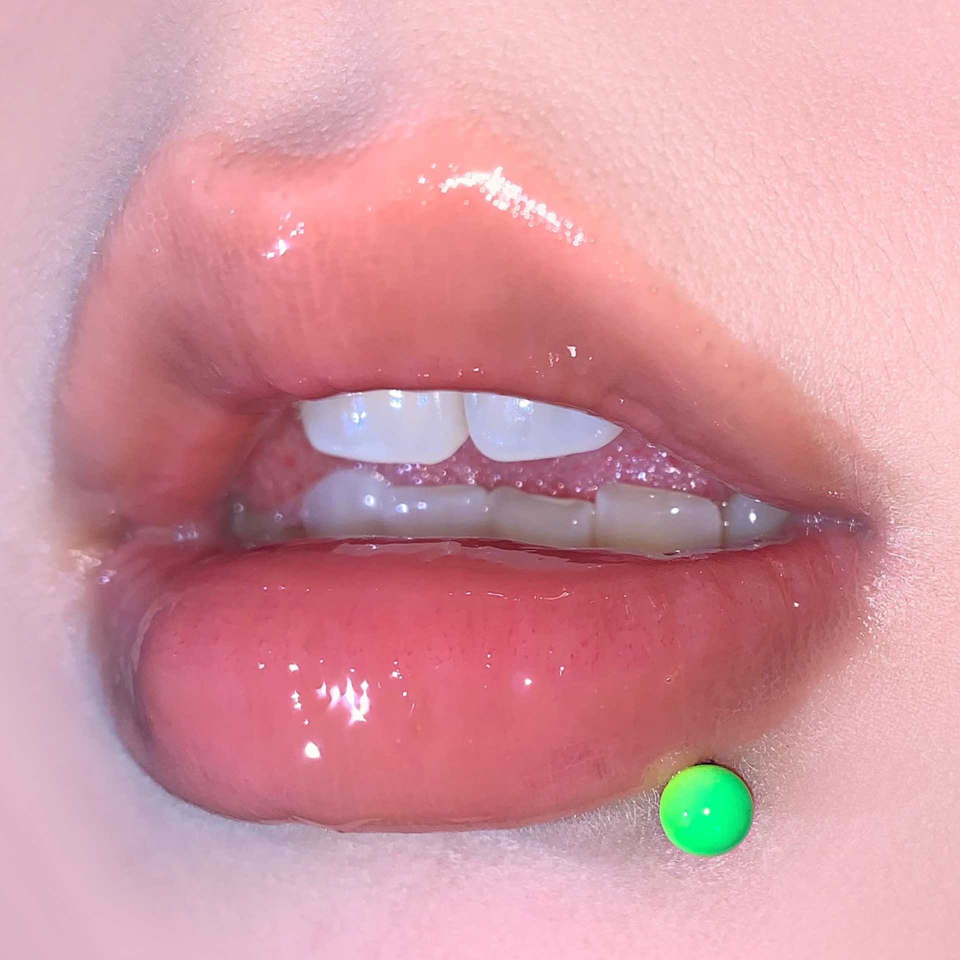 Pointed labret stud close-up product detail