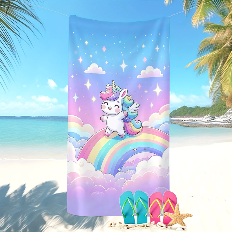 Cross-Border Hot-Selling Beach Towel for Seaside Vacations, Microfiber Towel, Water-Absorbent, Cute Unicorn Cartoon Children's Bath Towel Cross-Border Hot-Selling Beach Towel for Seaside Vacations, Microfiber Towel, Water-Absorbent, Cute Unicorn Cartoon Children's Bath Towel