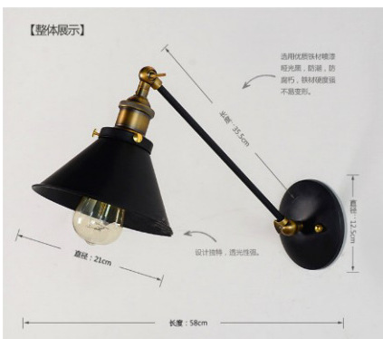 Estilo Europeo retro decorativo lámpara de pared pasillo lámpara corredor lámpara hierro estilo industrial espejo faro CAFÉ Tienda lámpara al por mayor